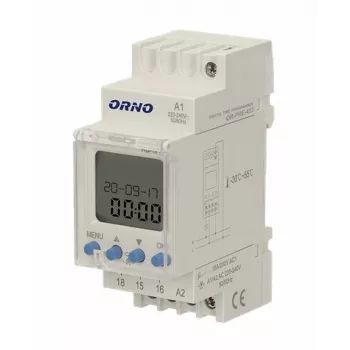 ORNO OR-PRE-433 Elektroniczny tygodniowy timer, szyna DIN, 16A/3680W, 16 programów, 230V