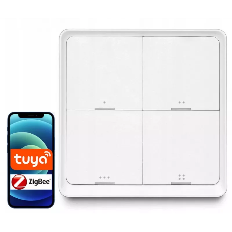 LUXURY-GOODS SC04 ZigBee TUYA Smart Scene Switch – 4 przyciski, 12 scen, biały