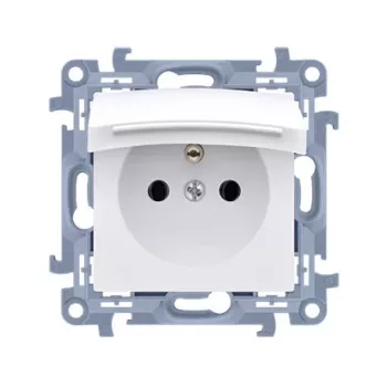 Gniazdo KONTAKT SIMON 10 Moduł Białe 1x Z/U z Klapką IP44 Zaciski Śrubowe 16A 250V