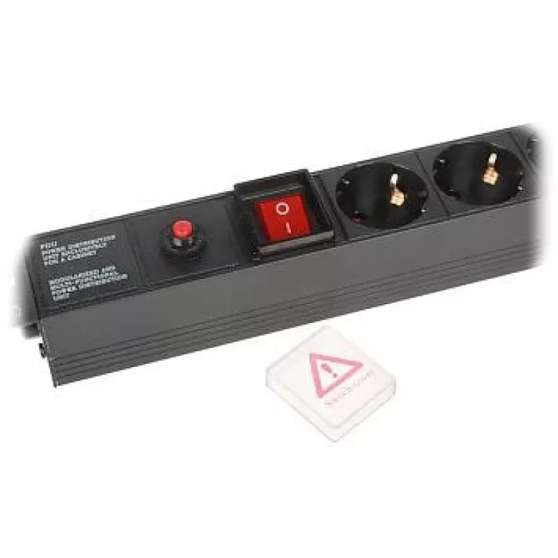 DELTA L19/7F Listwa zasilająca z ochroną przepięciową, 7 gniazd Schuko, kabel 1,5 m, czarna