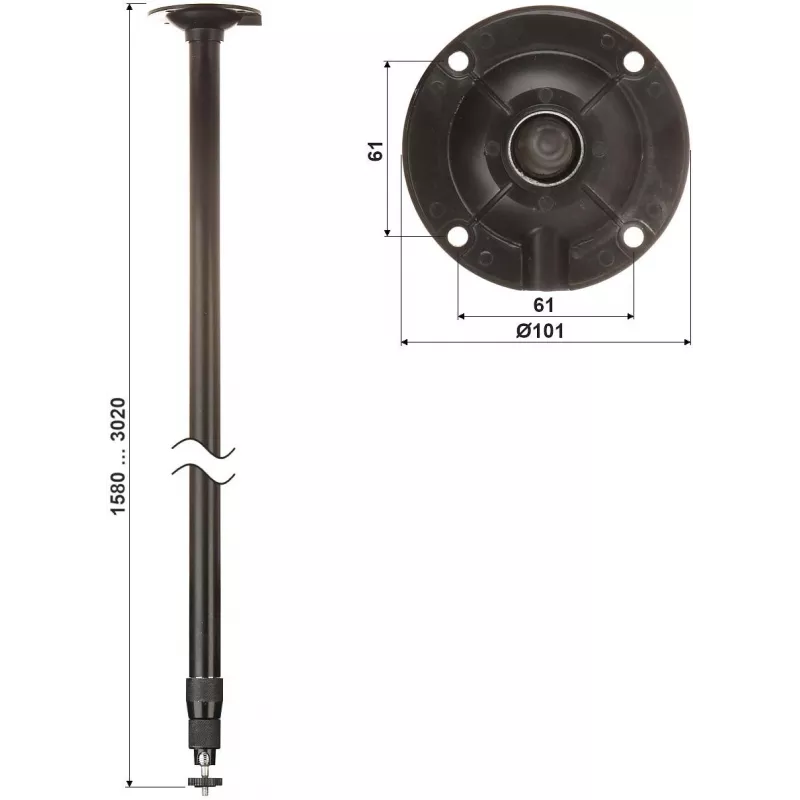DELTA teleskopowy uchwyt sufitowy do kamery BR-150X300-B, czarny