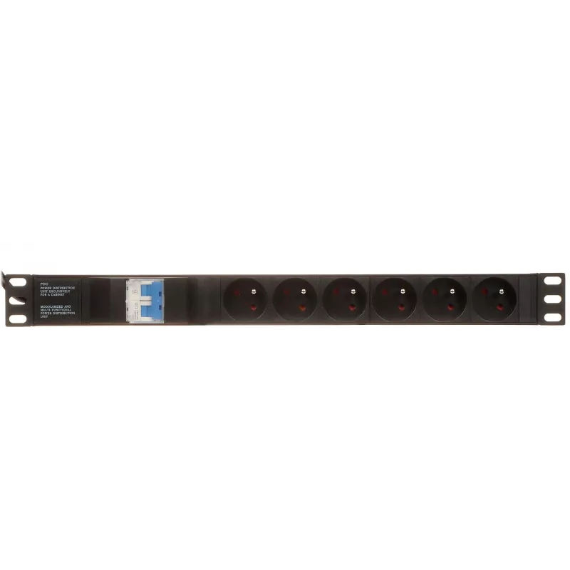 DELTA PD-6/R-2P Listwa zasilająca z ochroną przepięciową, 6 gniazd, kabel 2m, czarny