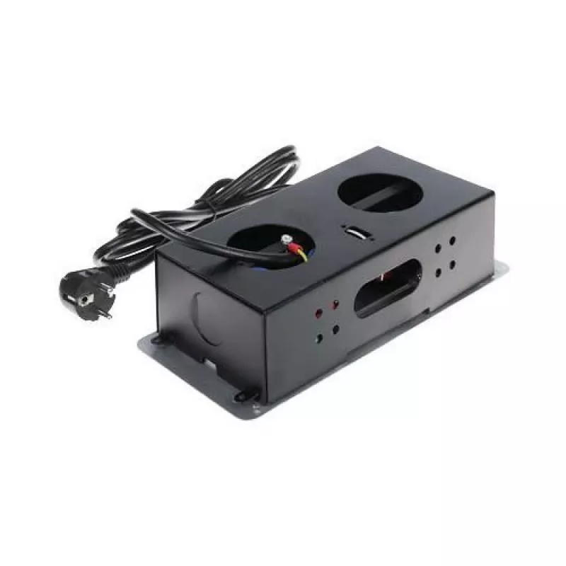 DELTA FPS-3S/CABLE Listwa zasilająca do mebli z 3 gniazdami, kabel 1,5 m, czarny