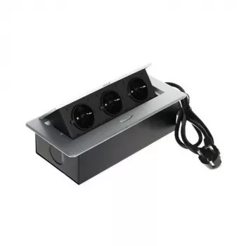 DELTA FPS-3S/CABLE Listwa zasilająca do mebli z 3 gniazdami, kabel 1,5 m, czarny