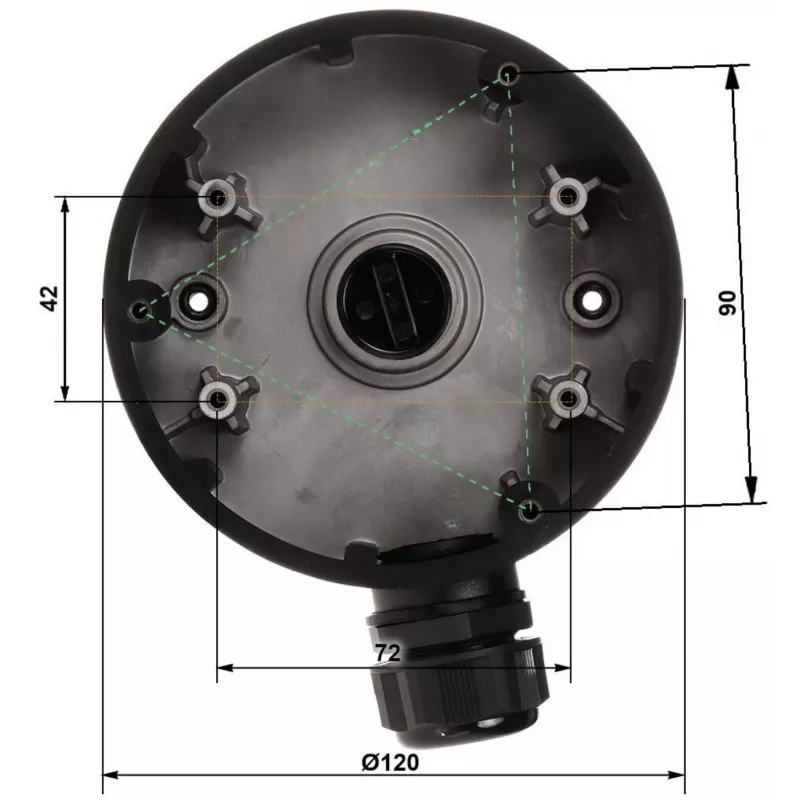 DELTA STG-1280ZJ-DM46(BLACK) Puszka przyłączeniowa / Uchwyt do kamery, czarny, stop aluminium