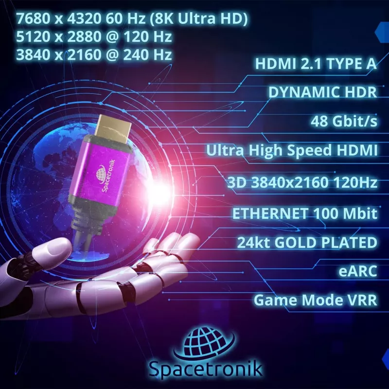 SPACETRONIK HDMI 2.1 8K Cable 1.5m SH-SPR015