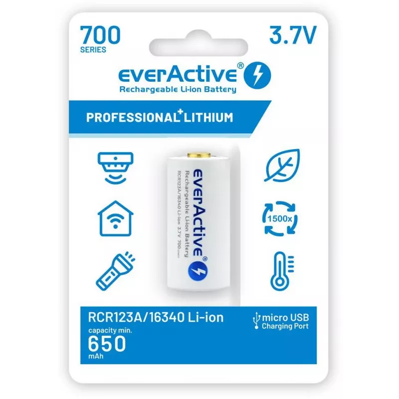 EVERACTIVE 16340 3.7V 700mAh Akumulator Li-ion z Zabezpieczeniem (1 szt.)