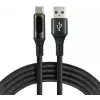 EVERACTIVE USB-A do USB-C Kabel z Wyświetlaczem LCD, 2m, 3A, 60W PD, Pleciony Nylon, Czarny