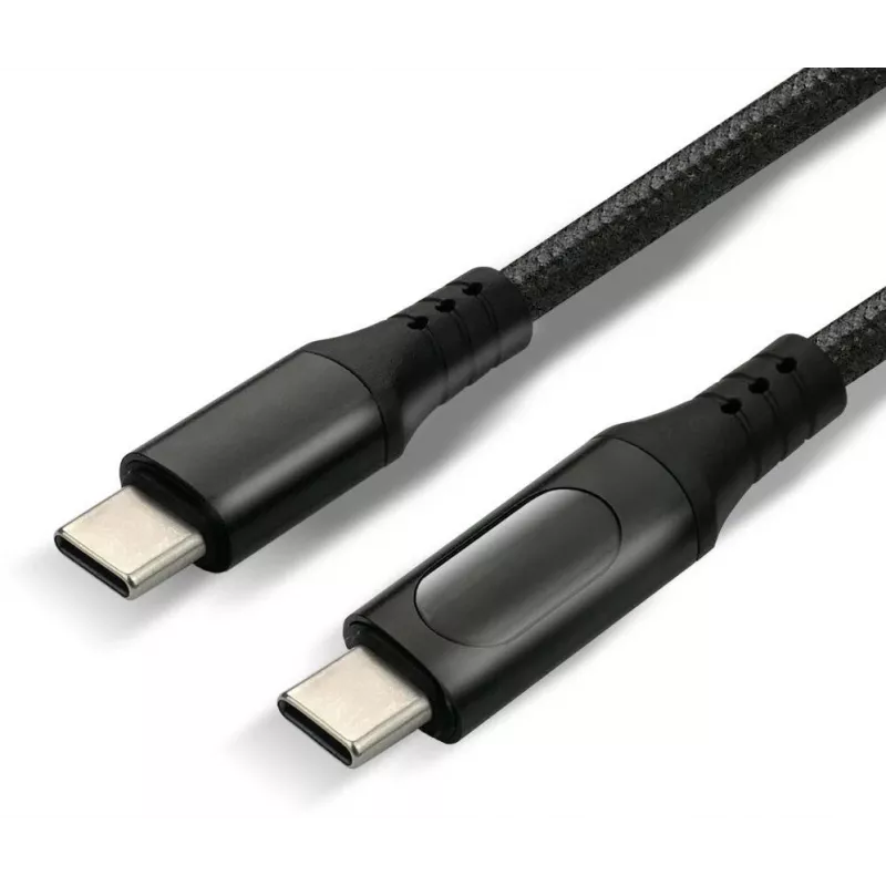 Przewód USB-C na USB-C z wyświetlaczem LCD mocy, 3m, 45W PD, czarny