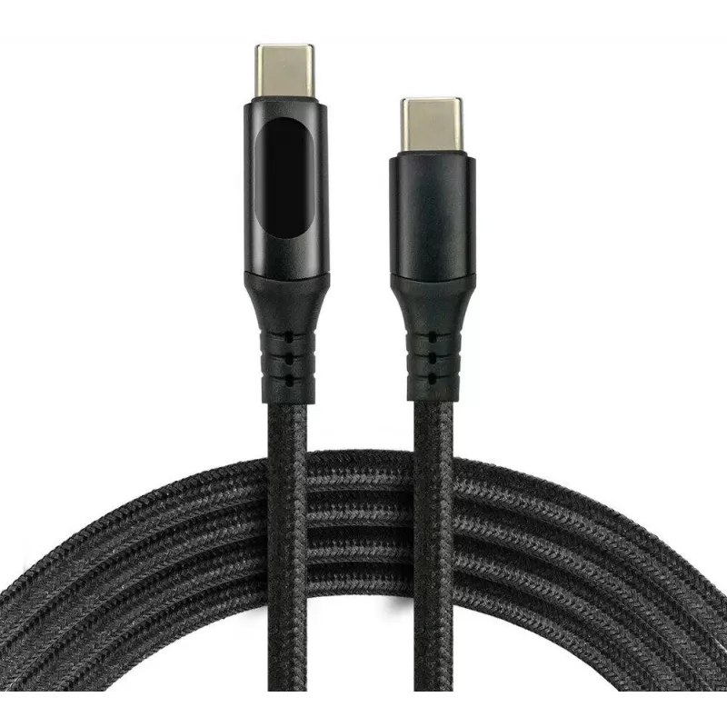 Przewód USB-C na USB-C z wyświetlaczem LCD mocy, 3m, 45W PD, czarny