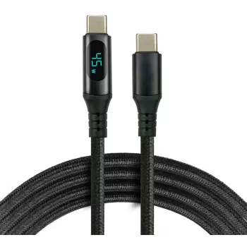 Przewód USB-C na USB-C z wyświetlaczem LCD mocy, 3m, 45W PD, czarny