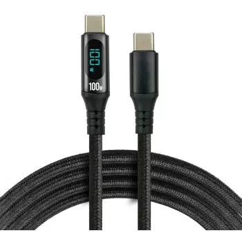 Przewód USB-C na USB-C 100cm 100W PD z wyświetlaczem LCD everActive CBB-1PD5L