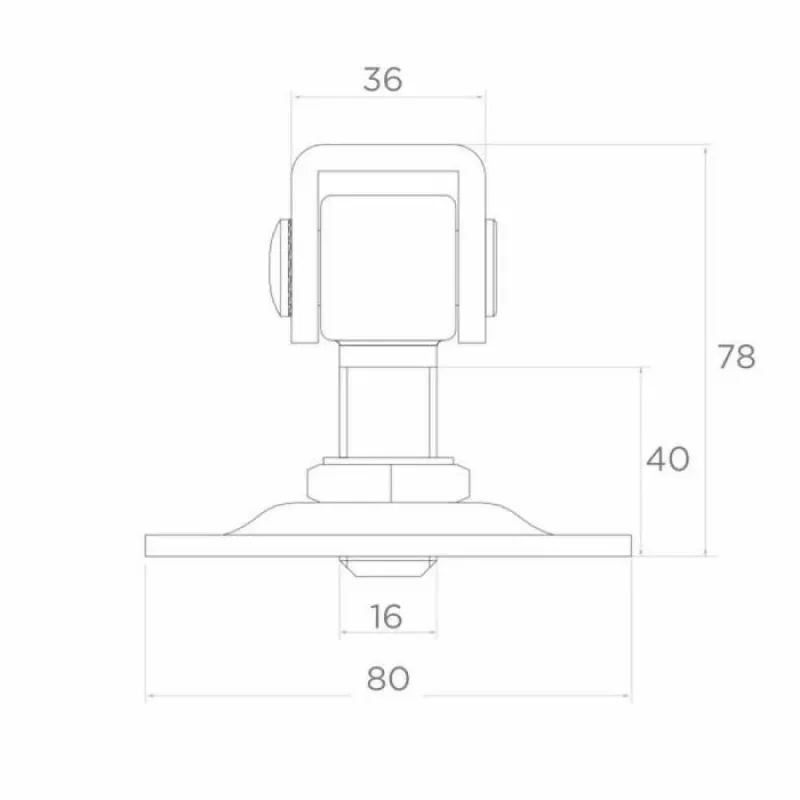 PSG Adjustable Gate Hinge 61.018.01 z Płytką 80x80x3mm - Gwint M16 (Oczko Ocynkowane)