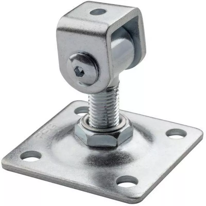 PSG Adjustable Gate Hinge 61.018.01 z Płytką 80x80x3mm - Gwint M16 (Oczko Ocynkowane)