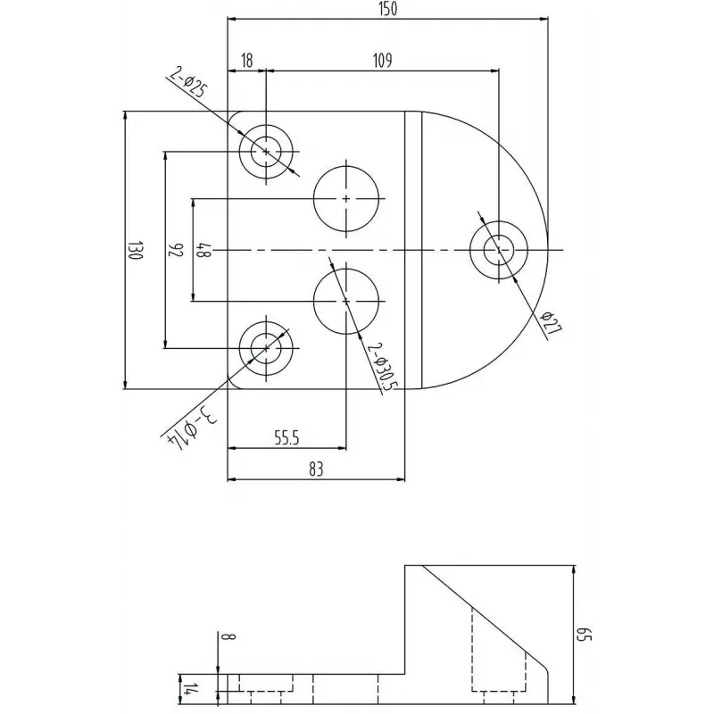 PSG 61.191 Przykręcany ogranicznik bramy (130x150/H65) z powłoką gumową