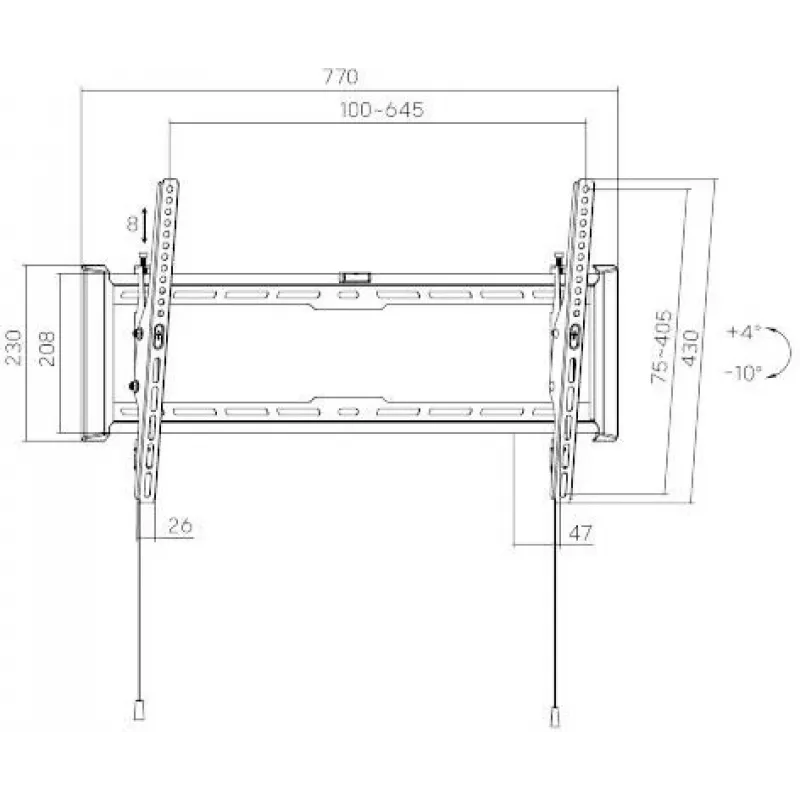 GETFORT GF-T3780-75 Uchylny uchwyt ścienny do TV LED/LCD 37-80 cali, 75kg, VESA 650x405mm, Czarny