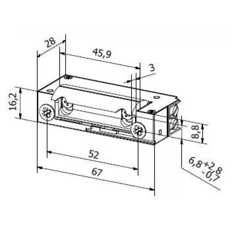 BIRA HARTTE XS12UP Zamek elektryczny 12V AC/DC z pamięcią wewnętrzną, seria XS (R5)