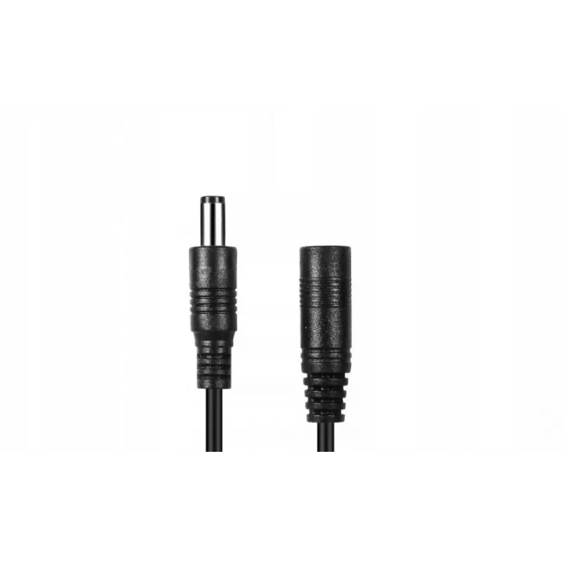 ESPE Przedłużacz Zasilania DC 5,0m 2x0,5mm² Pleciony Wtyk DC do Gniazda DC 2,1x5,5mm Czarny