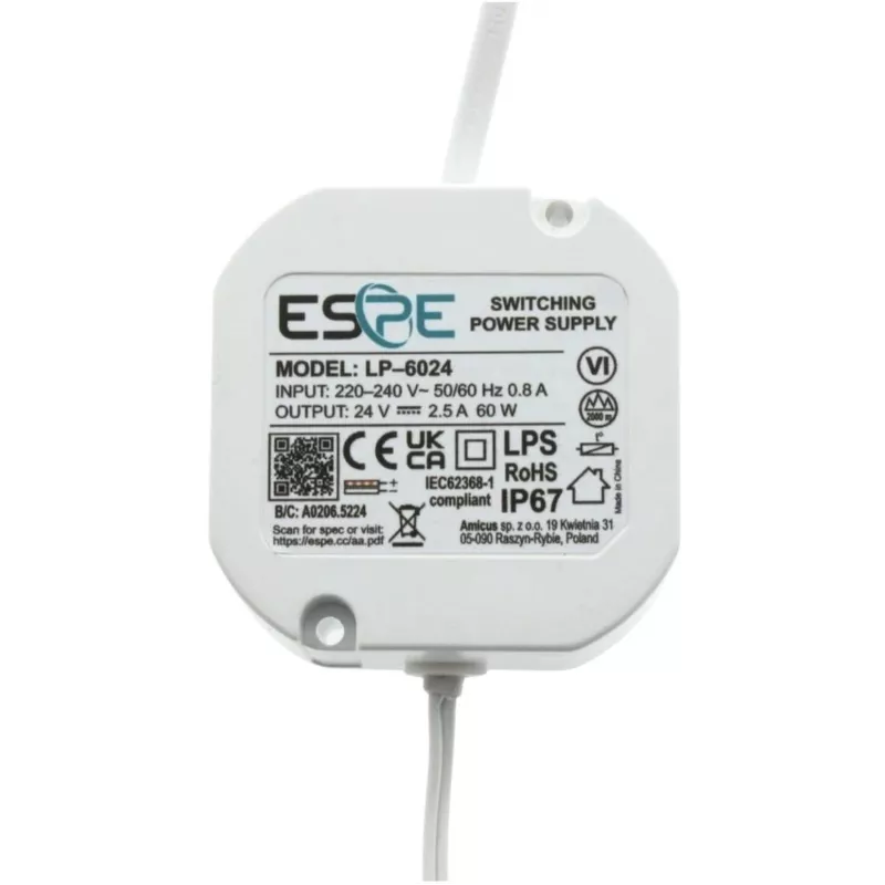 ESPE LP-6024 Switching Power Supply 24V 60W 2.5A IP67