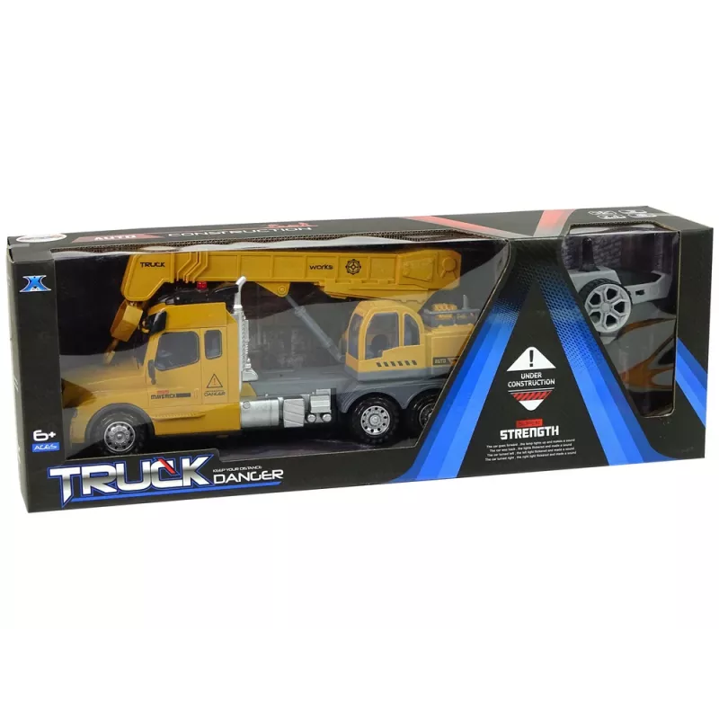 LEAN TOYS Pilot Żuraw Samochodowy Sterowany Radiem 2.4G Światła Dźwięki Żółty