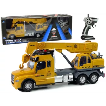 LEAN TOYS Pilot Żuraw Samochodowy Sterowany Radiem 2.4G Światła Dźwięki Żółty