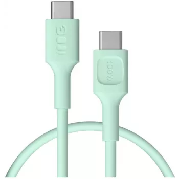 Green Cell PowerFlex Fast Charging USB-C to USB-C Cable 100W 0.3m Mint Green