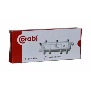 CORAB 6-Way TV/SAT Signal Splitter 5-2400 MHz with DC Power Pass