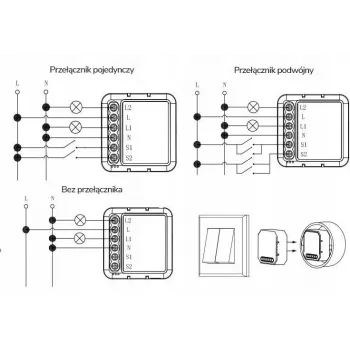OXT Mini Inteligentny Moduł Ściemniacza 2 Kanały WiFi TUYA T226