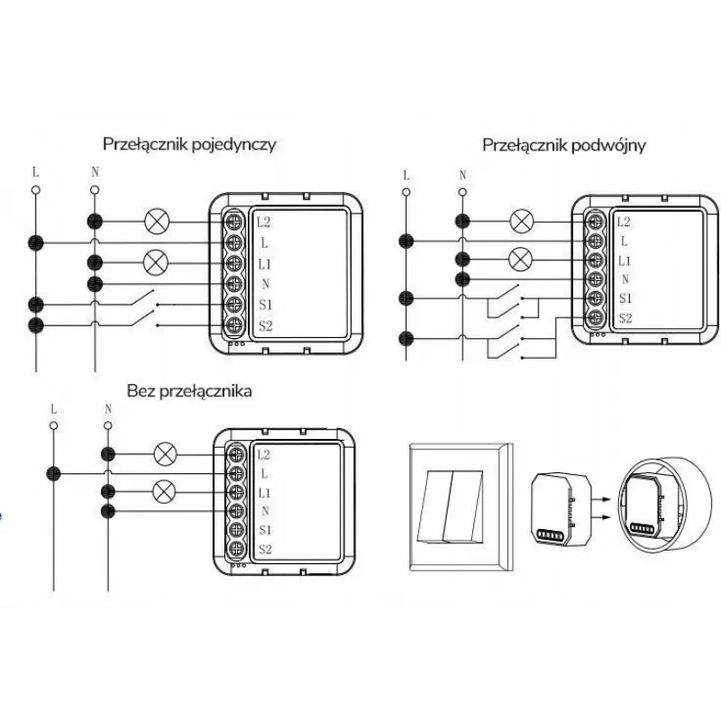 OXT Mini Inteligentny Moduł Ściemniacza 2 Kanały WiFi TUYA T226