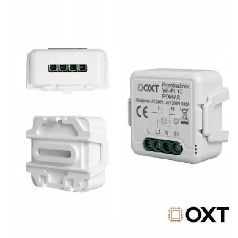 Moduł przekaźnika Wi-Fi OXT T220P, 1 obwód, 16 A, pomiar zużycia energii, Tuya