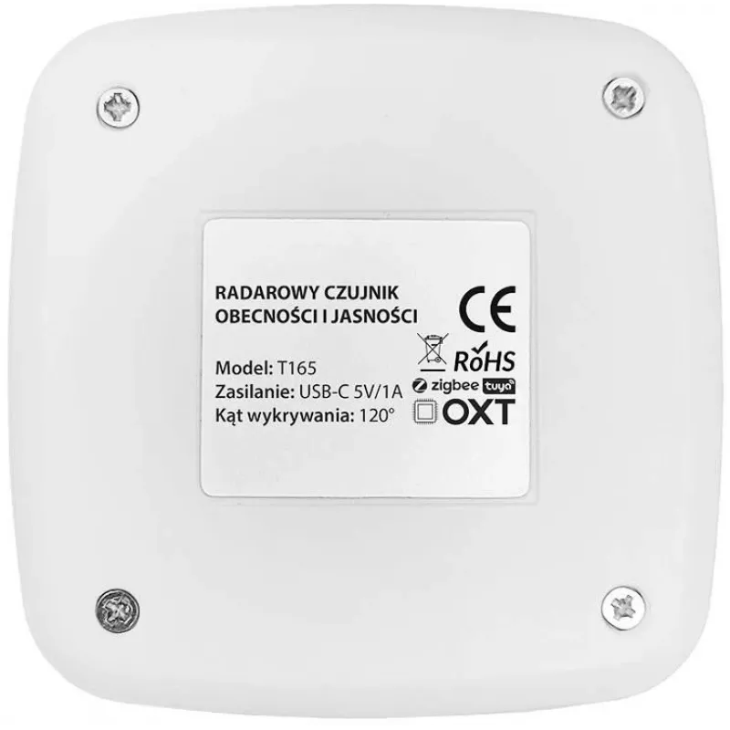 OXT T165 USB ZigBee Tuya Czujnik Obecności i Jasności z Radarem Fali Milimetrowej