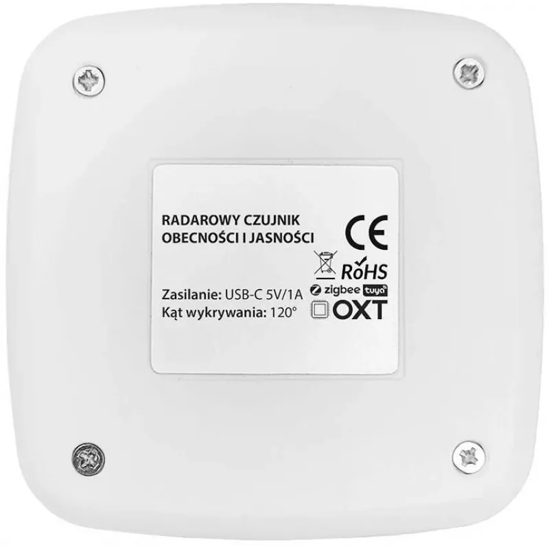 Czujnik obecności radarowy 24GHz OXT T155 z czujnikiem jasności, USB WiFi Tuya Smart