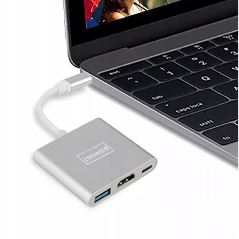 ZENWIRE BYL-2008N 3-w-1 MHL Hub USB-C na HDMI 4K Adapter, Space Gray