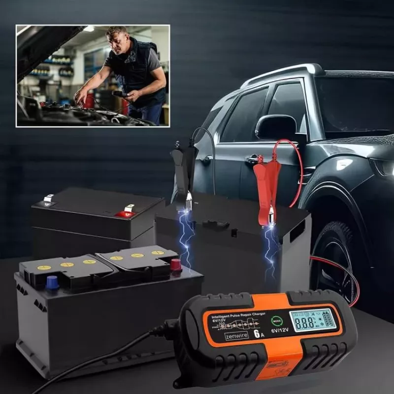 ZENWIRE JMD-6S 6V/12V 6A Inteligentna Ładowarka Akumulatorów z Funkcją Naprawy do Akumulatorów AGM GEL Kwasowo-Ołowiowych