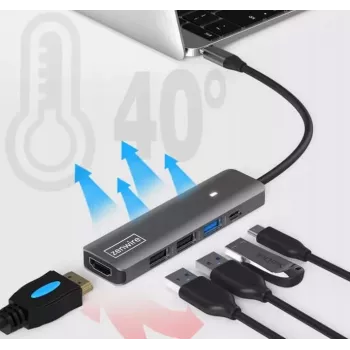 ZENWIRE BS-HC703 USB-C 7-in-1 Hub Adapter z HDMI 4K, USB 3.0, czytnikiem kart SD i Power Delivery 100W, Space Gray