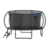 MERACH MR-2429B2 Trampolina, 3,6 m (12 ft) z siatką bezpieczeństwa i drabinką, czarno-niebieska