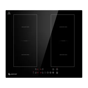 Płyta indukcyjna AMZCHEF CE-FS-I72S-FFDD06, 4 strefy, 7200W, sterowanie dotykowe, do zabudowy, czarna ceramika szklana
