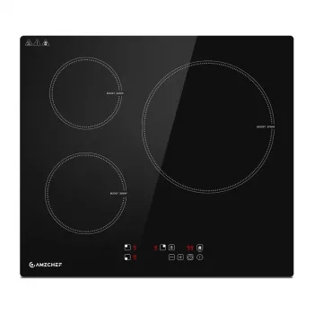 AMZCHEF CE-T-74IB3xyzf-CS 3-Zone Induction Cooktop, 7400W, Built-in, Touch Control, Black Ceramic Glass