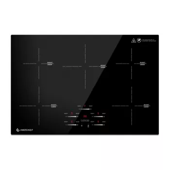 AMZCHEF CE-FS-I95S-GFFDD0 5-Zone Induction Cooktop 9500W Built-in Black