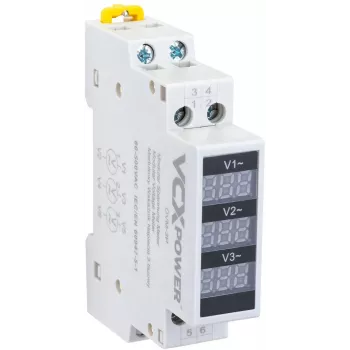 VCX DVM 3-Fazowy Modułowy Wskaźnik Napięcia 80-500V AC DIN Rail