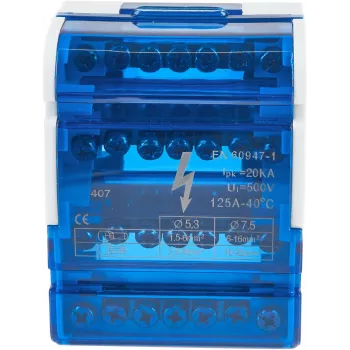 VCX BLK 47 4-biegunowa listwa rozdzielcza 7 otworów 125A 690V Szary