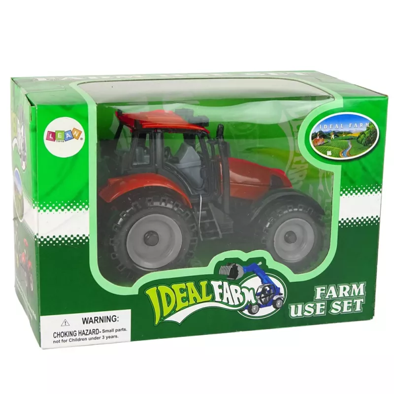 LEAN TOYS Mały traktor rolniczy z otwieraną maską, czerwony, 13 cm