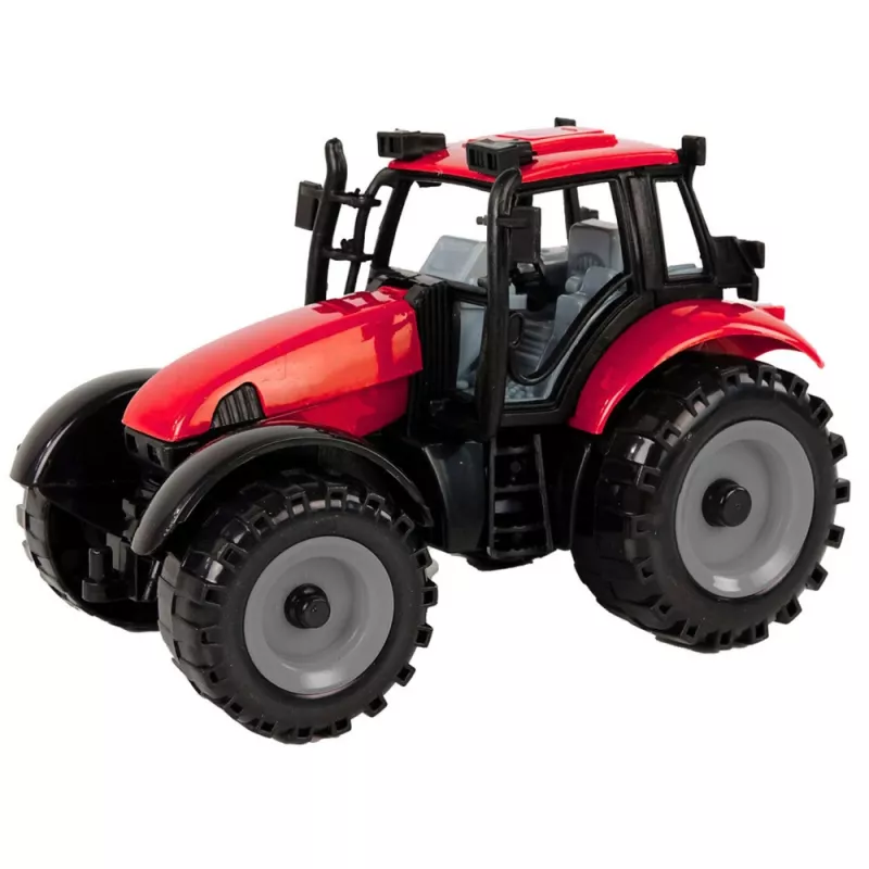 LEAN TOYS Mały traktor rolniczy z otwieraną maską, czerwony, 13 cm