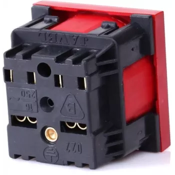 Gniazdo pojedyncze JAVEL 1-modułowe z blokadą wtyczki, czerwone, 16A 250V AC, podtynkowe, typ E/F