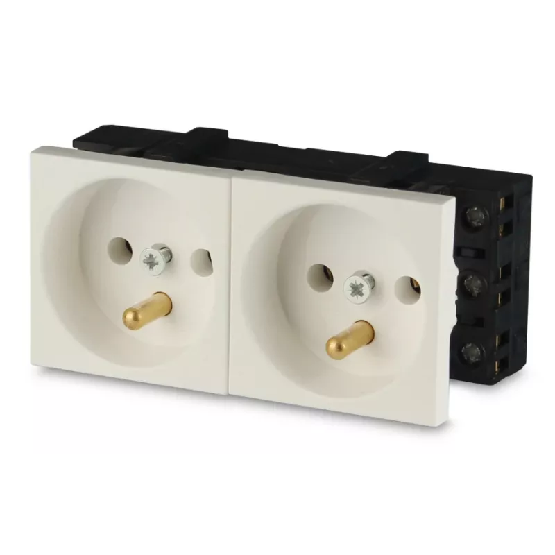 JAVEL Podwójne Gniazdo Elektryczne 2M Białe 16A 250V Podtynkowe
