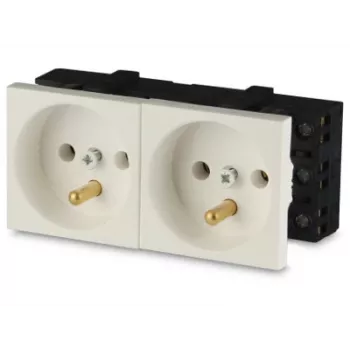 JAVEL Podwójne Gniazdo Elektryczne 2M Białe 16A 250V Podtynkowe