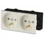 JAVEL Podwójne Gniazdo Elektryczne 2M Białe 16A 250V Podtynkowe