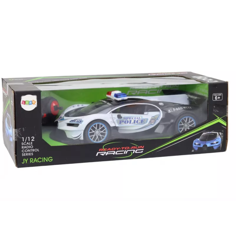 LEAN TOYS Zdalnie Sterowany Samochód Policyjny RC w Skali 1:12 Biały