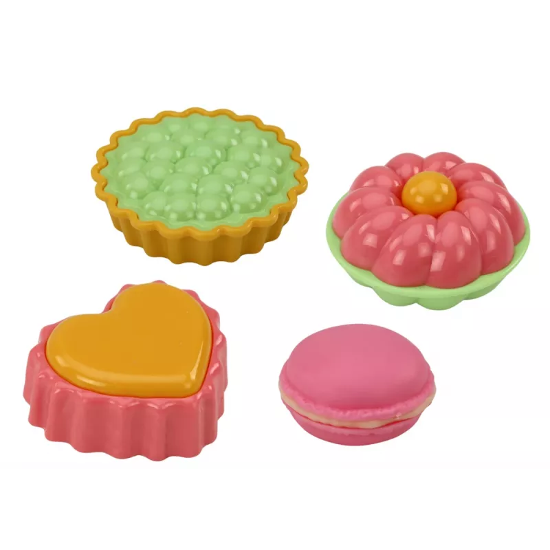 LEAN TOYS Zestaw do herbaty w walizce - 15-elementowy zestaw naczyń blaszanych z filiżankami, talerzykami, paterą na ciasto i tacą - różowy, niebieski, biały wzór kwiatowy - przenośna zabawka do odgrywania ról dla dzieci 3+