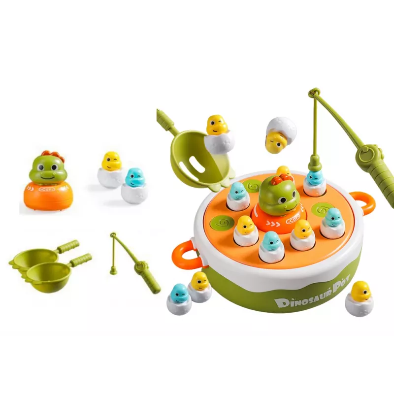LEAN TOYS Gra Wędki Dinozaury Akcesoria Drewniane Zielony